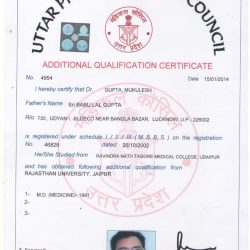 Dr. Mukulesh Additional Qualification Certificate