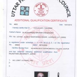 Dr. Tanusree Additional Qualification Certificate